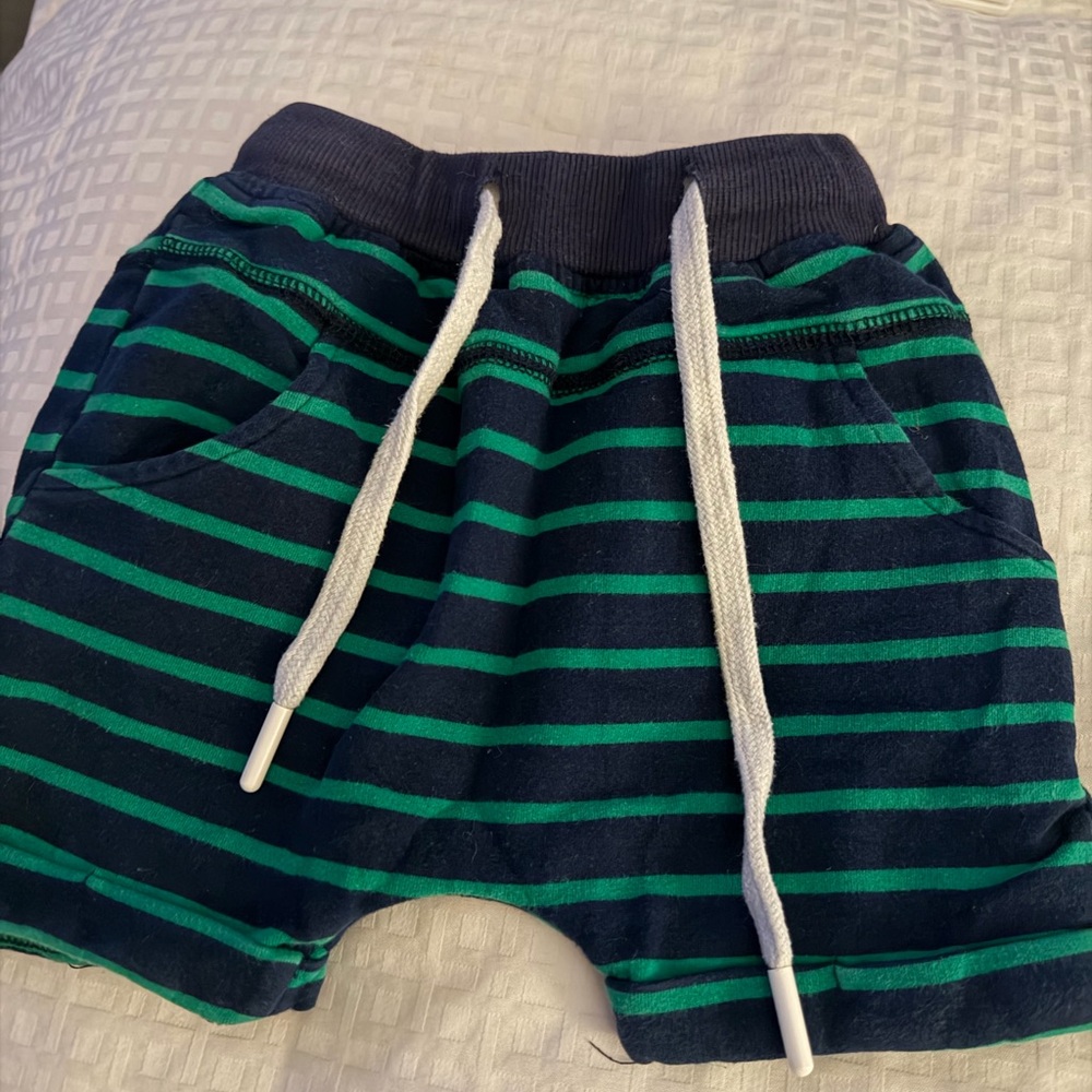 Little Bipsy Navy and Green Striped Shorts